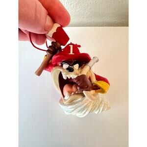 Vintage 1998 Warner Brothers Fireman Tasmanian Devil Christmas Ornament TAZ